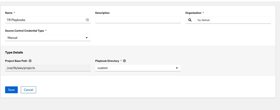 Creating a project in Ansible AWX